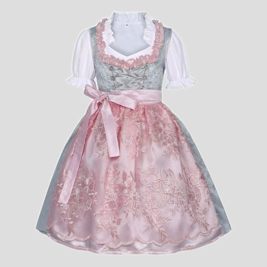 Girls' New Retro Beer Festival Lace-up Lace Dress