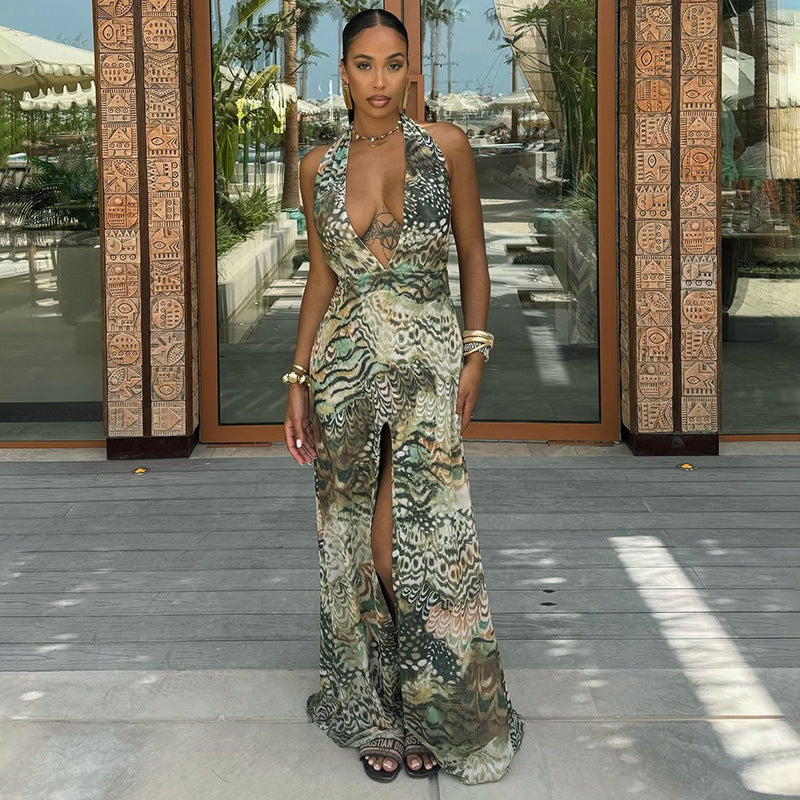 Fashion Women's Wear Temperament Abstract Printing Dress
