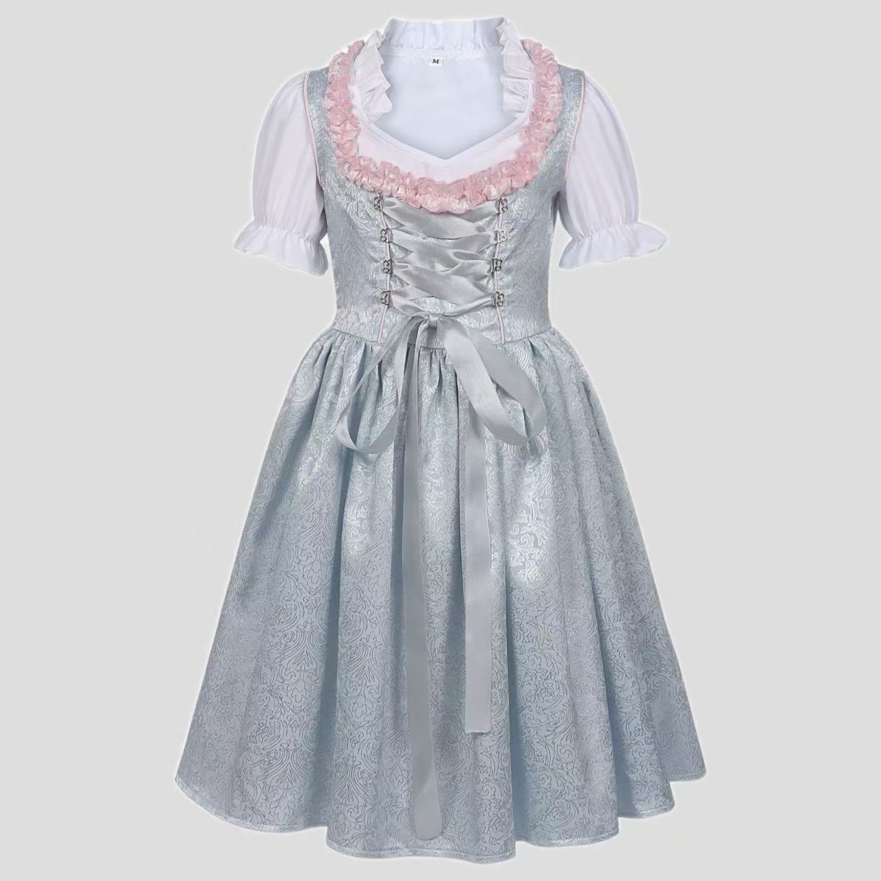 Girls' New Retro Beer Festival Lace-up Lace Dress