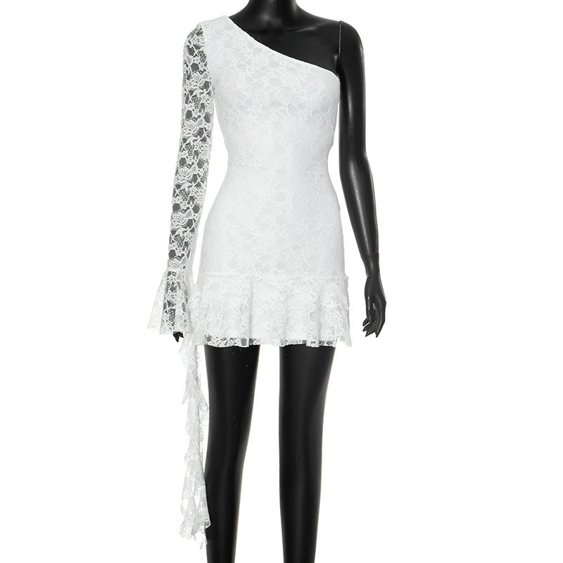 Women's Fashion Shoulder Long Sleeve Short Dress