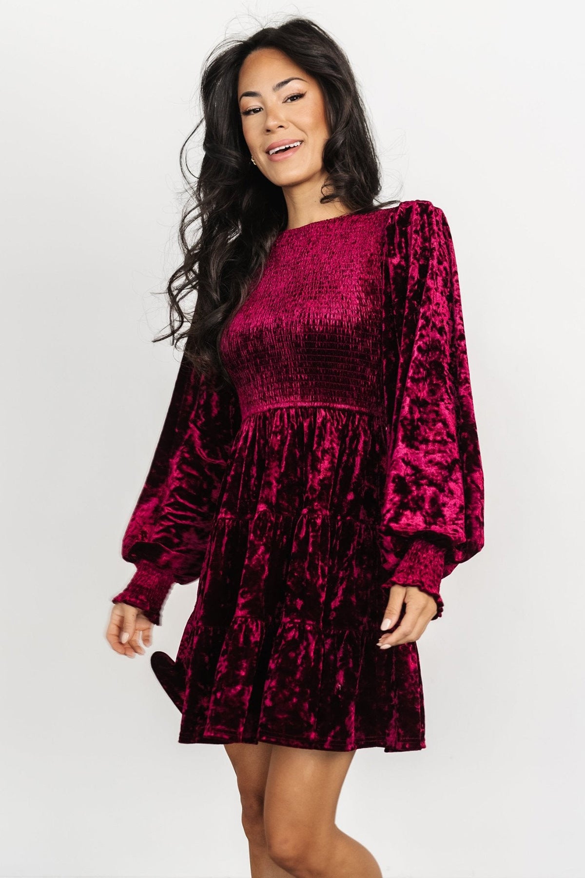 Women's Long-sleeved Ruffled Round Neck Skirt