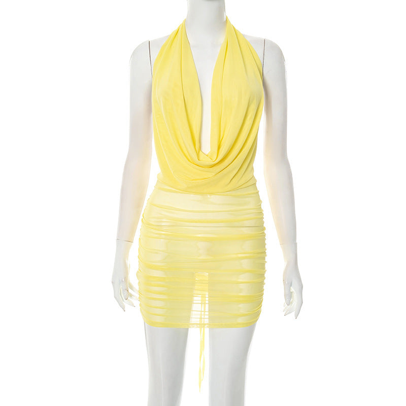 Fashion Women's Wear Temperament Mesh Halter Dress